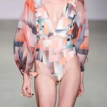 

1 Piece Swimsuit Women Print Bathing Panties For 2019 Suit One Beautiful Lace Long Sleeve Girl Plaid Polyester