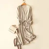 2022 new france designs 100% cashmere knitted dress women elegant fashion pullovers oversized dresses long sleeve sweater belt ► Photo 1/6