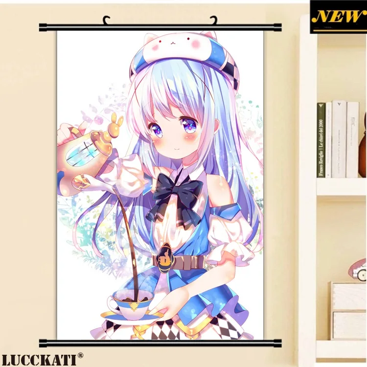 40X60 см, Gochiusa Gochuumon wa Usagi Desu ka Rabbit, сексуальная лоли, мультфильм, аниме картинка, настенная прокрутка, холст, живопись, плакат - Цвет: K