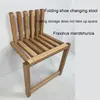 Wall-Mounted Folding Footstool, Porch Chair, Shoe Stool Chair, Hidden Solid Wood Folding Bathroom Stool 3