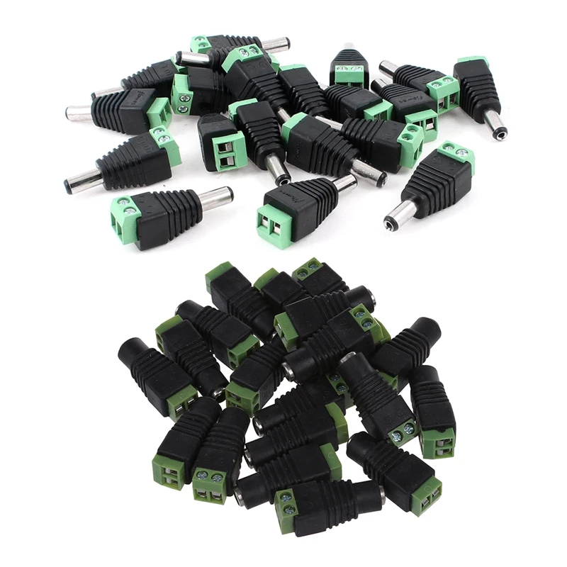 

20pcs CCTV Camera 5.5 x 2.1mm DC Power Cable Female Plug Connector Adapter Jack & 20pcs 5.5 x 2.1mm 2 Terminals DC Power Cable