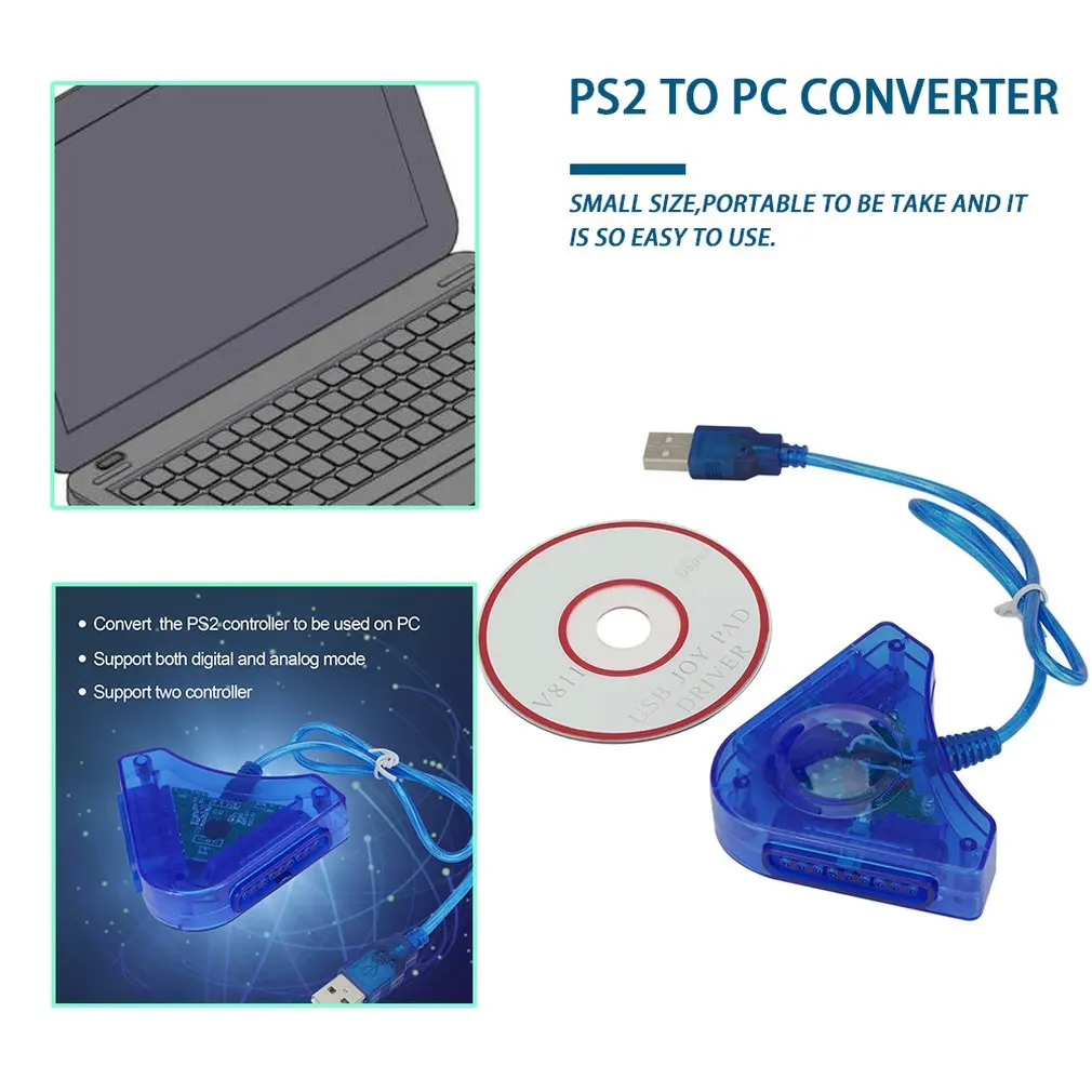 Джойстик USB двойной плеер конвертер Кабель-адаптер для PS2 геймпад двойной ПК USB игровой контроллер с CD драйверами