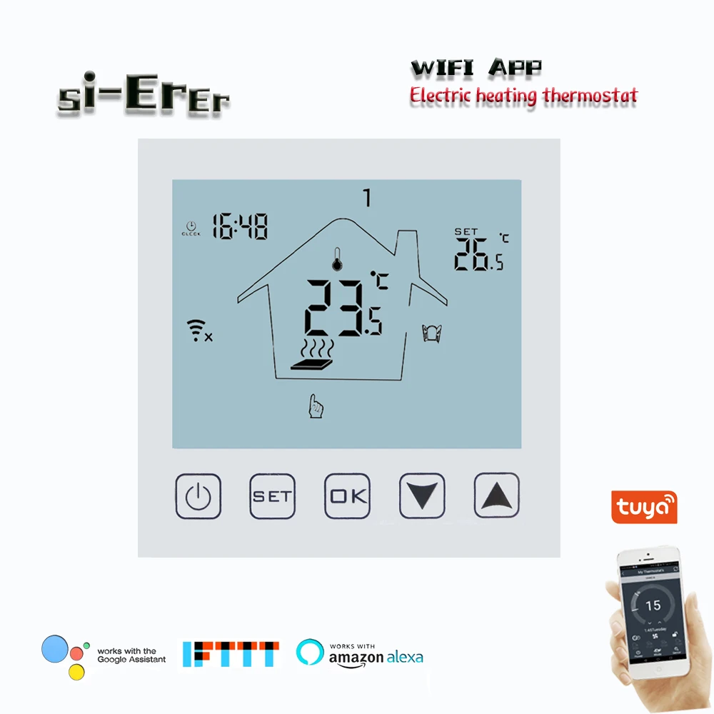 16A electric heating thermostat, 0.5 � precision control, WIFI thermostat mobile phone APP connection control