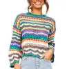 Autumn Rainbow Sweater Women Harajuku Jumper Striped Casual Long Sleeved Pullovers Korean Vintage Knitwear Y2K Sweatshirt 1