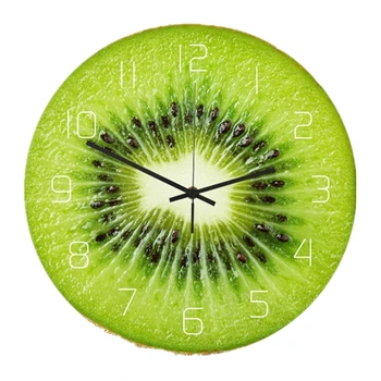 

Kiwi Fruits Acrylic Wall Clock Modern Design Orange Lime Pomelo Tropical Fruit Art Timepiece Clocks Watch for Kitchen Home Decor