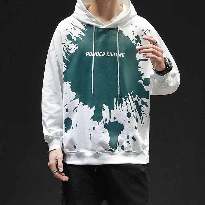 

Splash-Ink Printed Chinese-style Hoodie Men's Plus-sized Popular Brand Fat INS Retro Street Coat Spring