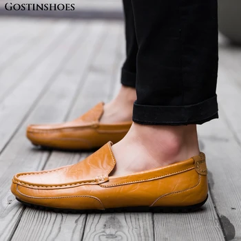 

Moccasins Men Cowhide Casual Shoes British-Style Flat Moccasins Driver