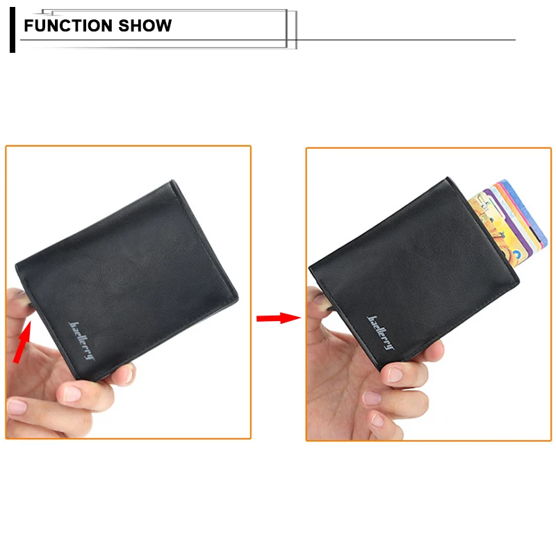 Короткий Rfid держатель для карт, мужские кошельки, сумка для денег, Мужской винтажный черный короткий кошелек, маленькие кожаные тонкие кошельки, маленькие кошельки, тонкие