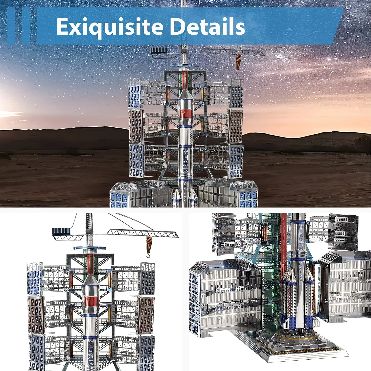 Microworld 3D Metal Puzzle Games Chinese Satellite Launch Center Model Kits Laser Cutt DIY Jigsaw Toys Christmas Gifts For Adult 5