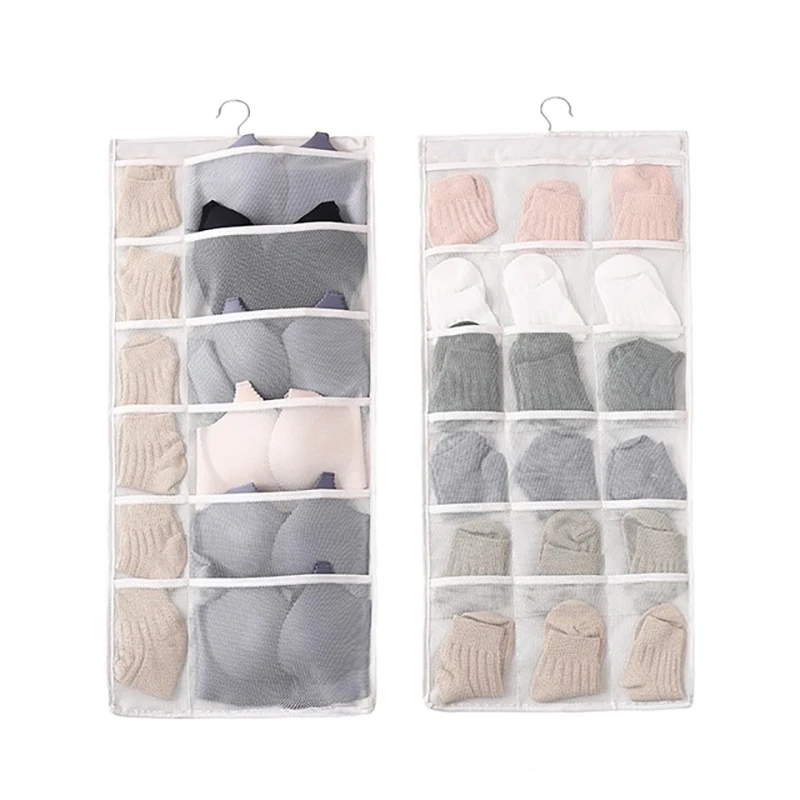 

3/6/15/30 Pockets Storage Hanging Bag Wall-mounted Organizer Double-sided Underwear Socks Bra Wardrobe Bags Door Hanger Pouch