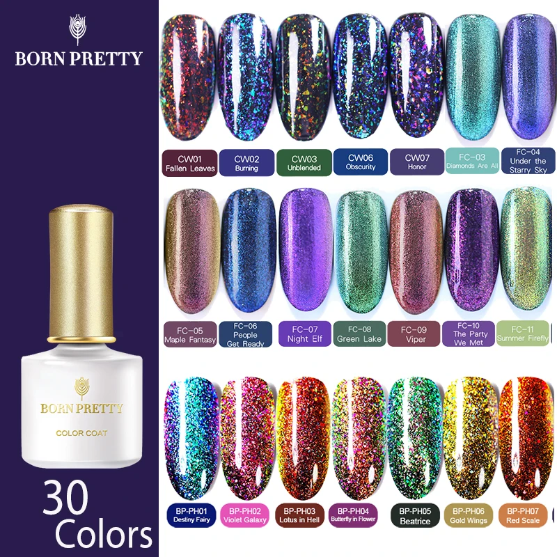 

BORN PRETTY Chameleon Gel Nail Polish Peacock Holographic 6ml Soak Off UV Gel Polish Long Lasting Nail Art Gel Varnish Manicure