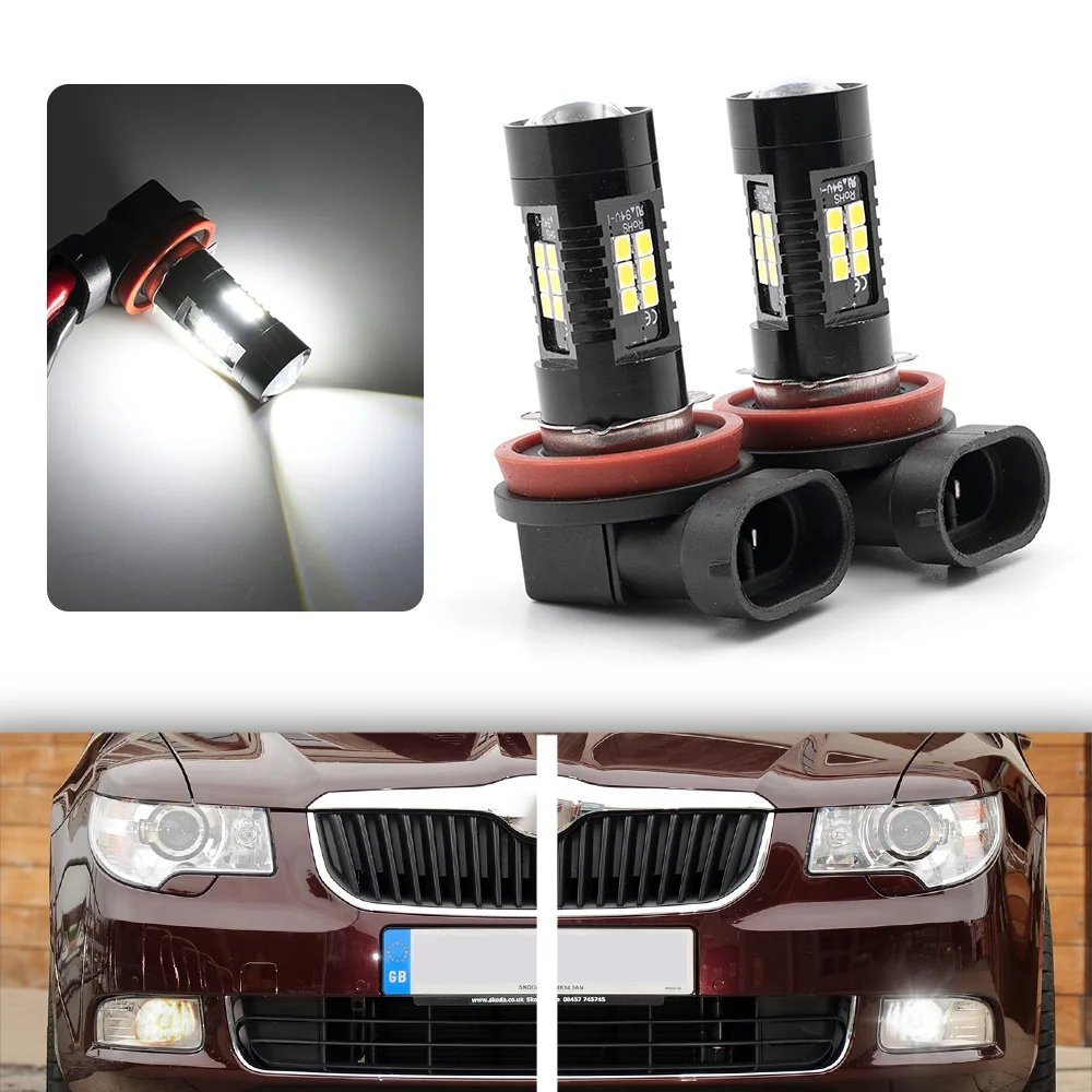 2x White No Error H8 Led Fog Light Bulb For 20082013 Škoda Superb Ii
