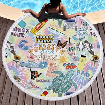 

Fashion Style Round Beach Towel Creative Animals Fruit Tropic Coconut Women Beach Towels Summer Sea Beach Travel Accessory