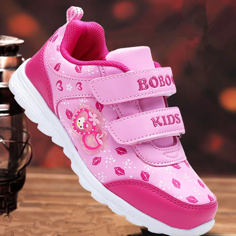 

New Kids Pu Leather Shoes Baby Girls Sport Sneakers Children Mesh Shoes Girls Heart Fashion Casual Shoes Soft Brand Trainer