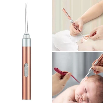 

LED Flashlight Ear Wax Pickers Children USB Chargeable Ear Picks Wax Removal Curette Remover Clean Ear Care Tool Kit