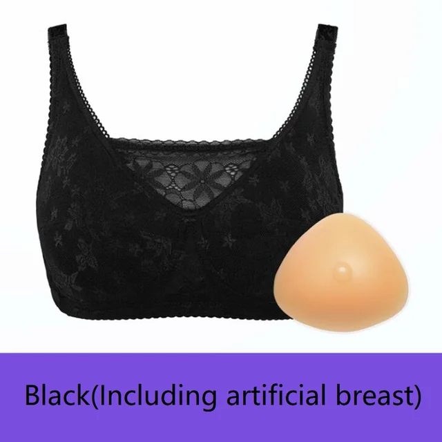 Women Light Artificial Breast Bra Suit Set Female Wire Free Silicone