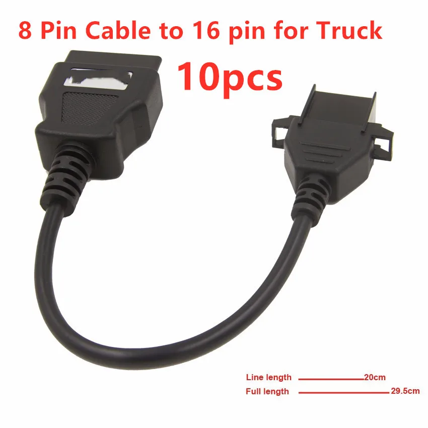 

10PCS Professional Heavy Truck Diagnostic Extension Cable For Volvo 8Pin to OBD2 16Pin Duty Connector 8 Pin to 16 pin