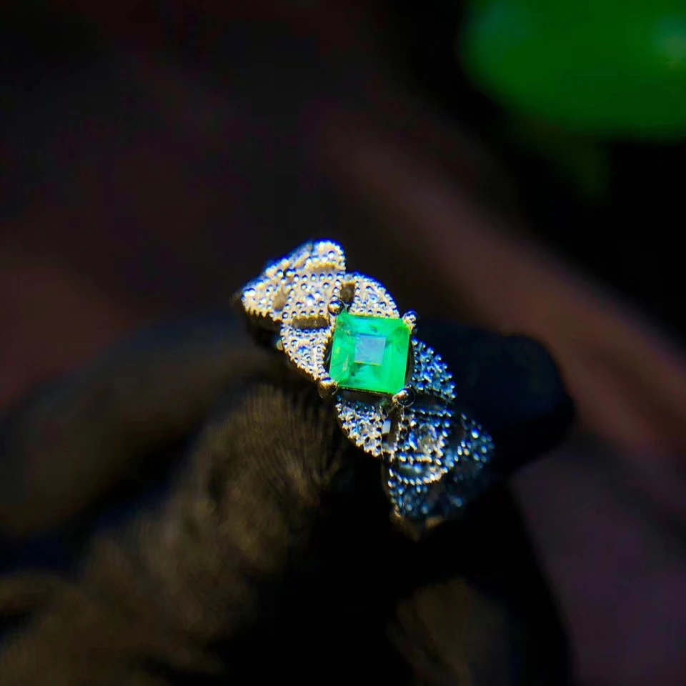 Модное зеленое ювелирное серебряное кольцо с натуральным изумрудом из серебра 925 пробы, позолоченное натуральное изумруд, подарок на день рождения