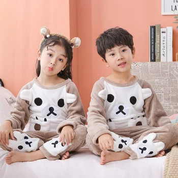 

A Variety of Autumn & Winter Flannel Men and Women CHILDREN'S Suit Pajamas Cute Cartoon Medium Children Kids Home Services