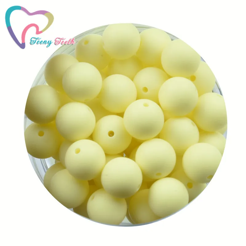 

Teeny Teeth 100 PCS Cream Yellow Baby Teether Silicone Beads 9-15MM Round Teething Beads BPA Free DIY Perle Silicone Ball Beads