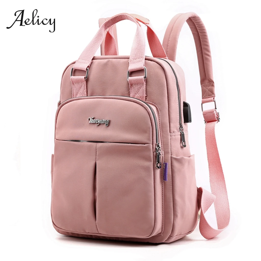 Sac A Dos Rose Aelglacial Usb Charge Femmes Sac A Dos Pour Ordinateur Portable 14 Pouces Femme Voyage Impermeable Sac A Dos Sacs D Ecole Pour Adolescentes Aliexpress