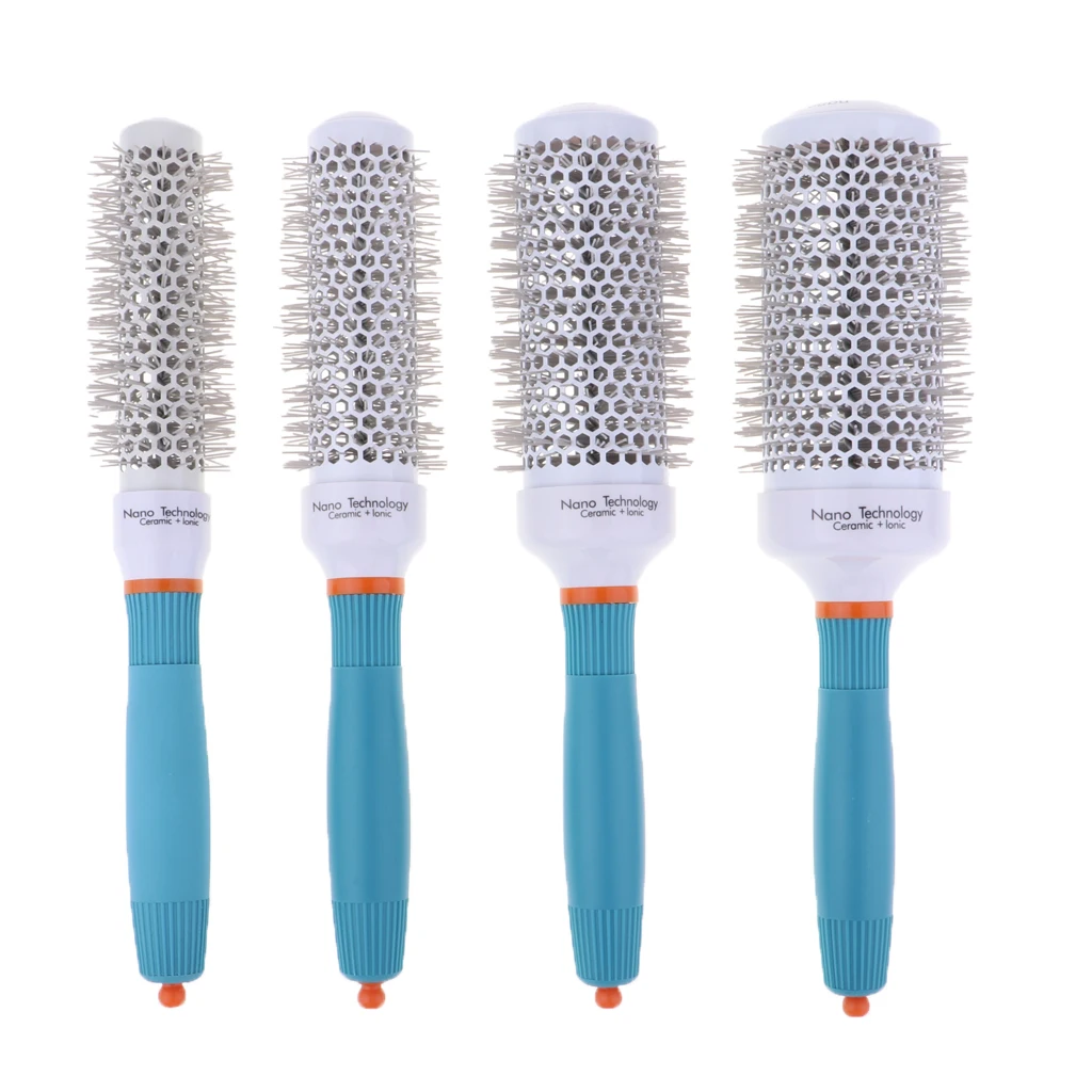 4 Sizes Pro Ceramic Round Barrel Hair Brush Iron Radial Comb Curly Hair Comb Anti-static Round Hairbrush