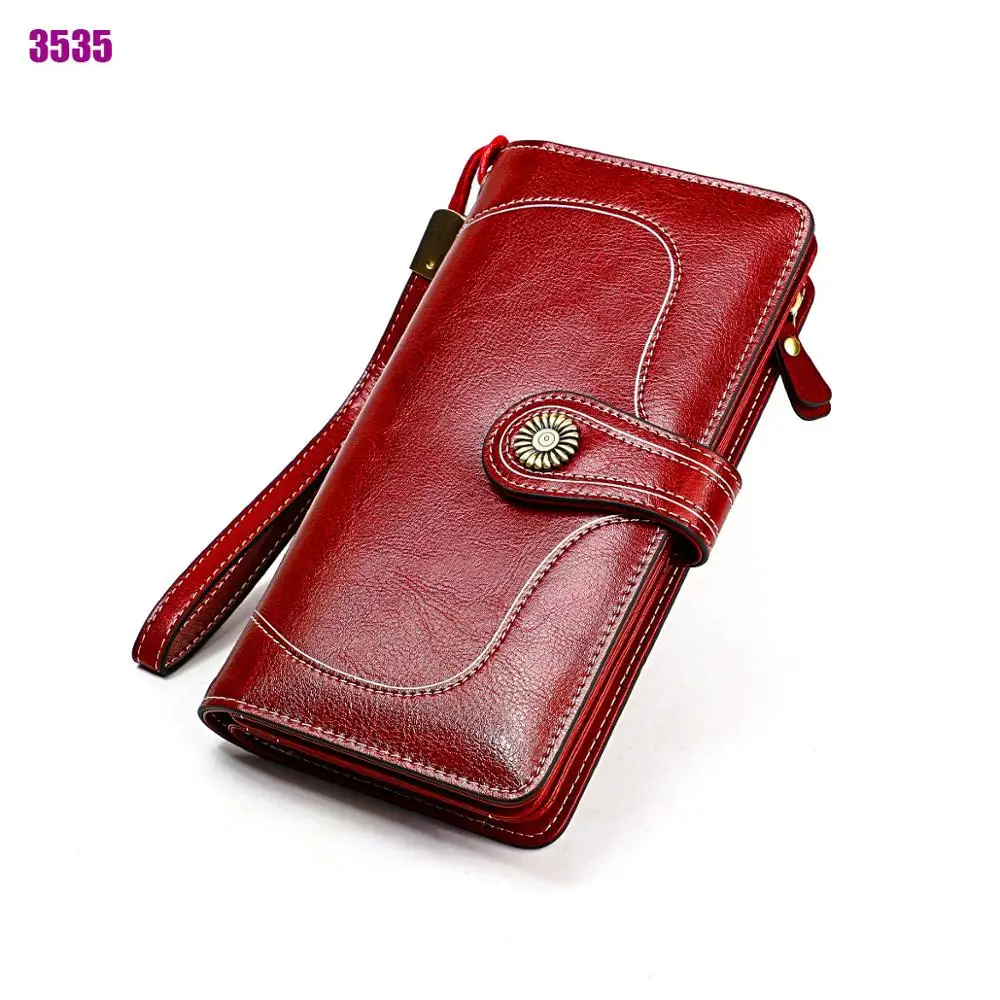 WESTAL women's wallet genuine leather luxury wallet wristlet female clutch wallets designer purse phone money bag portomonee 853 - Цвет: 8535red