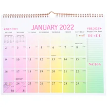 

1 Pc Wall-mounted Calendar Printed Planner Note Clocking Home 2022 Calendar