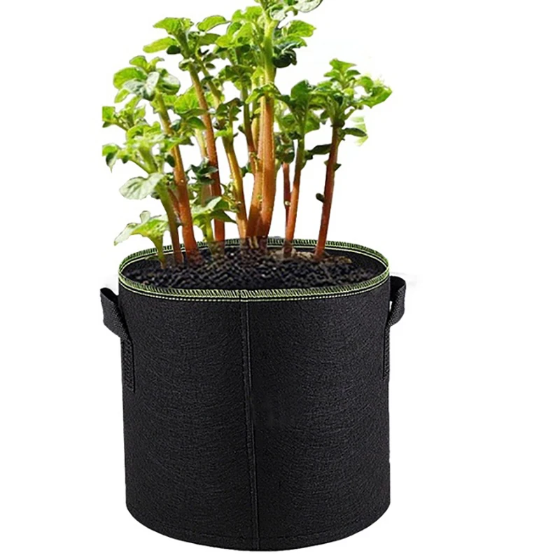 5 Packs Plant Grow Bags Growing Bags Non-woven Fabric Aeration Pots With Handles Root Container 1/2/3/5/7/10/15/20/25 Gallons