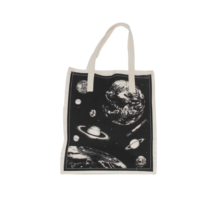 

2019 new ins universe star retro wind shoulder bag wild simple handbag canvas bag large-capacity shopping bag