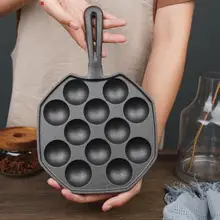 12 Holes Takoyaki Pans Takoyaki Maker Shrimp Egg Fish Ball Octopus Small Balls Cast Iron Pan Home Kitchen Baking Cooking Tools