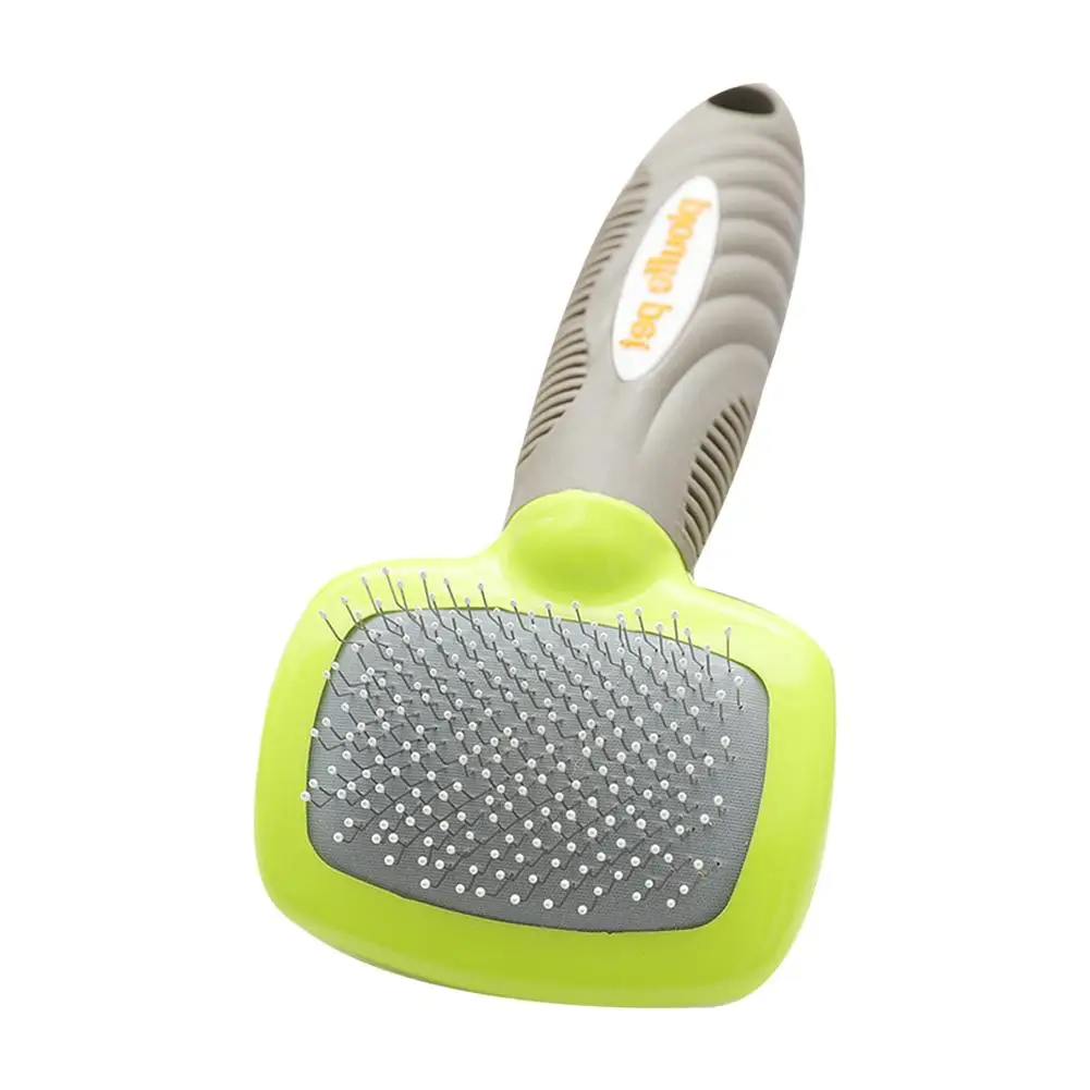 Green Pet собачья кошачья шерсть расческа силиконовая ручка Защитная головка подушка безопасности игла расчески для собак красота Чистка товары для ухода новое поступление - Цвет: Green
