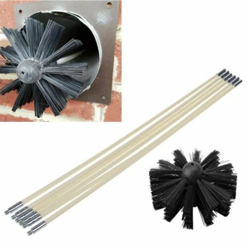 Flexible Chimney Cleaner Brush 6pcs Rods + 1pc Brush Head Sweep Rotary