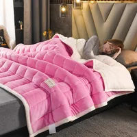 Home Lamb Cashmere Thick Bed Blanket Sofa Winter Warm Sherpa Duvet Cover Newborn Wraps Kids Bedspread 180X200CM 4
