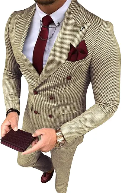 P/&G Men/'s One Button Suit Three Pieces Peak Lapel Wedding Groom Tuxedos Prom Casual