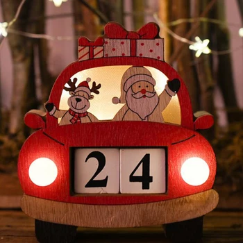 

Luminous Christmas Wooden Calendar Decor Desktop Perpetual Calendar Car Shape Glowing Calendar Block Ornaments Without Battery