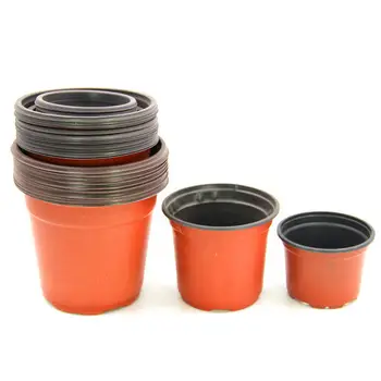 

10Pcs Dual Color Plastic Flower Nursery Pots Garden Plant Grow Seeding Pot - Brown + Black