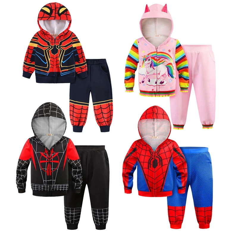 Комплекты одежды для детей; коллекция года; куртка с капюшоном с изображением Человека-паука для мальчиков и девочек; комплекты одежды для мальчиков; Весенняя хлопковая детская одежда