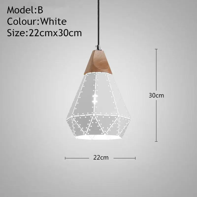 Model B White Современный Железный светодиодный подвесной светильник, креативный деревянный подвесной светильник, светильник для ресторана, кухни, подвесной светильник, подвесной светильник с веревкой, подвесные светильники для лестницы - Цвет корпуса: Model B White