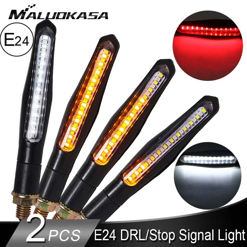 Luz intermitente para motocicleta E24, intermitente Flexible, DRL, 24 LED, intermitente, para Honda, Suzuki, Yamaha
