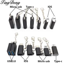 Micro USB для освещения 8 Pin/type-c/usb3.0 кабель зарядного устройства конвертер адаптер для iPhone и Android и type-c зарядное устройство