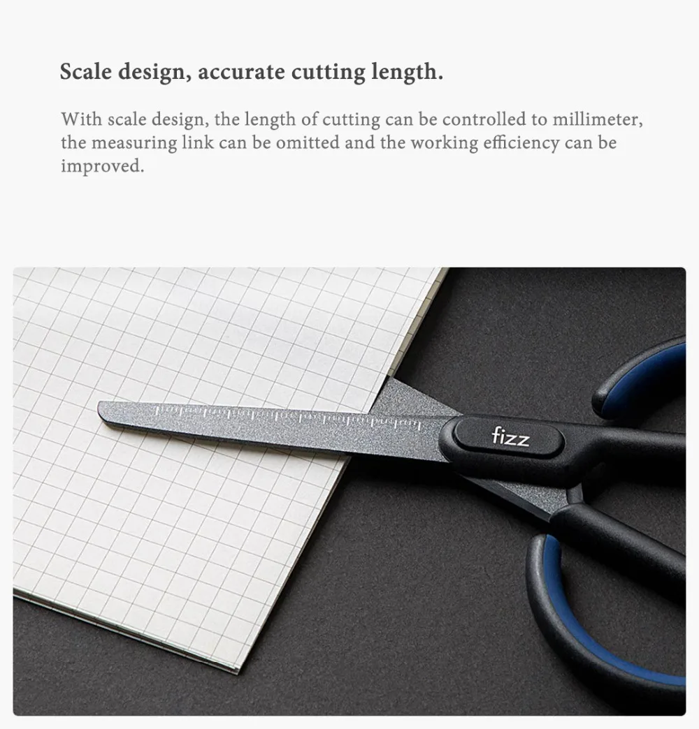 Xiaomi Fizz Anti-stick scissors with scale for Office School Student Stationary Scissor Household DIY tape shear Snip (5)