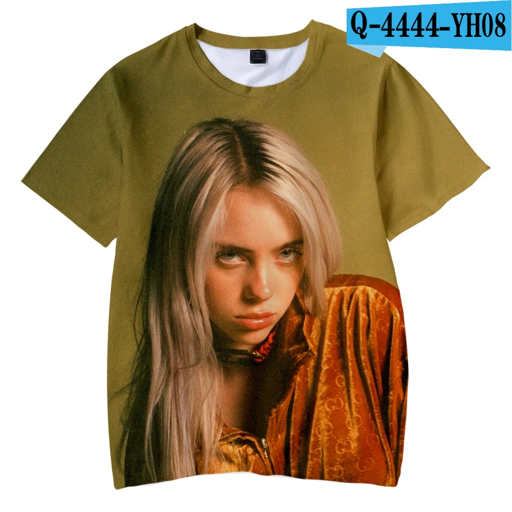 kids shirt 1 Футболка с 3D принтом Billie Eilish Camiseta для маленьких мальчиков и девочек летние футболки с короткими рукавами футболки унисекс, Детская футболка унисекс - Цвет: kids shirt 1