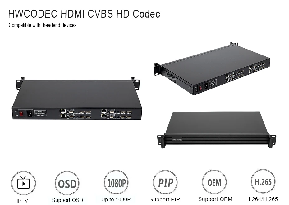 HWCODEC CVBS, HDMI кодировщик H.264 H.265 HEVC HD кодировщик IPTV транскодер IP транскодер, PiP живого потокового и записывающего кодировщика