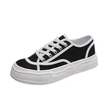 

2021 New Canvas Shoes Casual Lace Up Trendy Shoes Chic Retro Flat Sneakers Woman Shoes