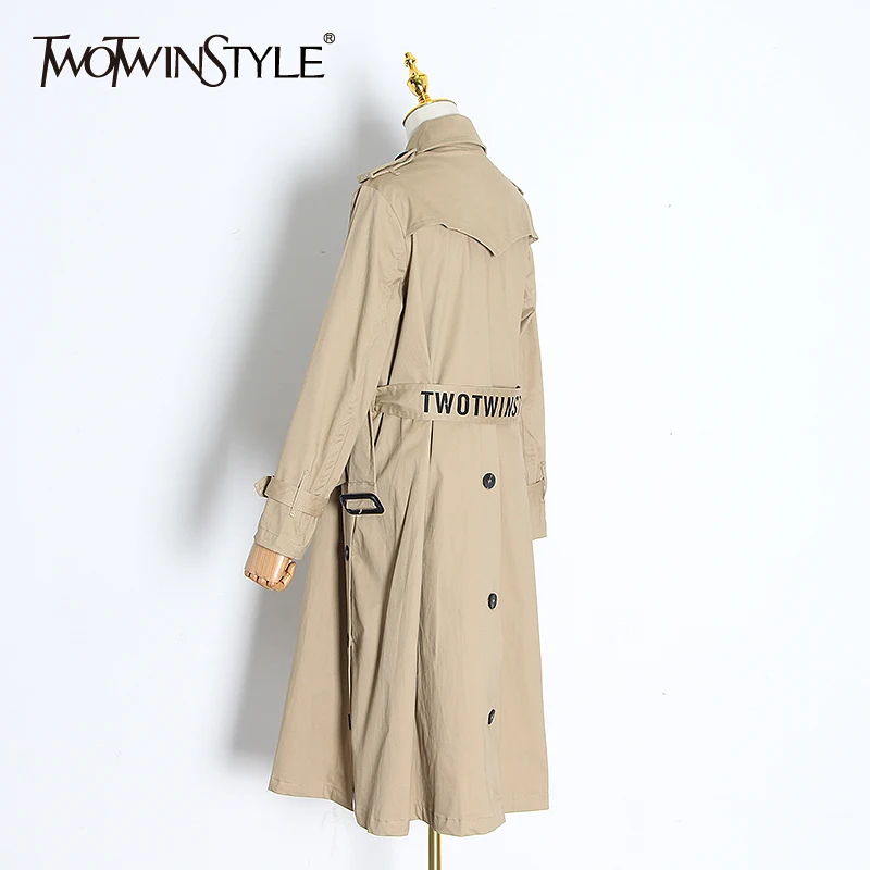 Пальто для женщин TWOTWINSTYLE весеннее пальто с отложным воротником длинными