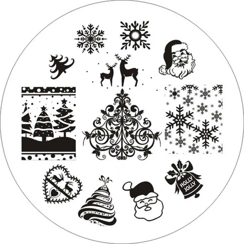 1 Christmas Nail Art Printing Plate 3D Fashion Pattern Polish Printing Stamping Image Stamping Plates DIY Manicure Template Tool - Цвет: 1