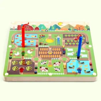 

Wooden Magnetic Maze Puzzle Interactive Toys Magnet Beads Maze Children's Educational Handcraft Puzzle Toys Educational toys