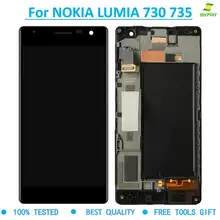 Полный части для Nokia Lumia 730 735 дисплей сенсорный экран дигитайзер+ рамка в сборе совместимый для Nokia Lumia 730 lcd черный