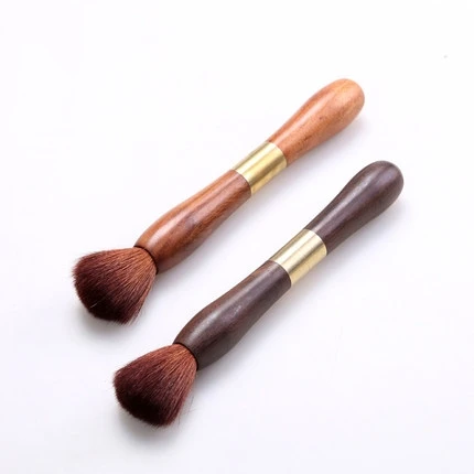 Ebony Double Ccone with Puer Tea Knife Needle, Tea Pry Copper Pieces Buckle, Real Wood, Stainless Steel Accessories